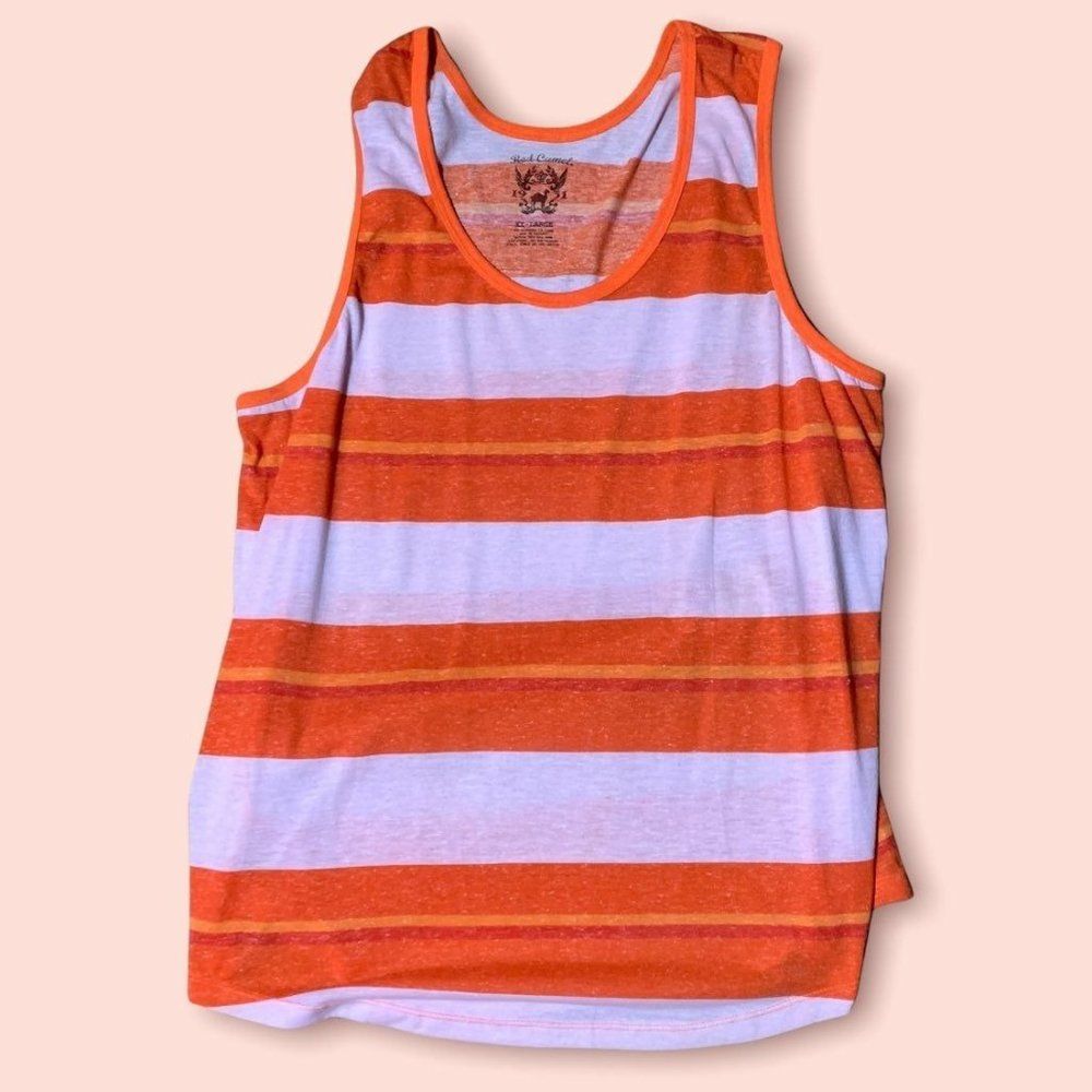 RED CAMEL Orange and White Striped Tank Top
